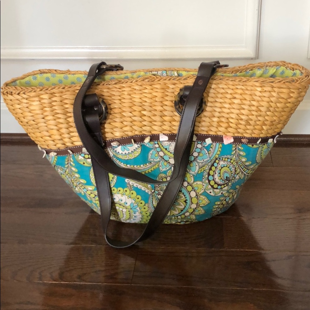Vera Bradley Large Straw Tote Beach Bag